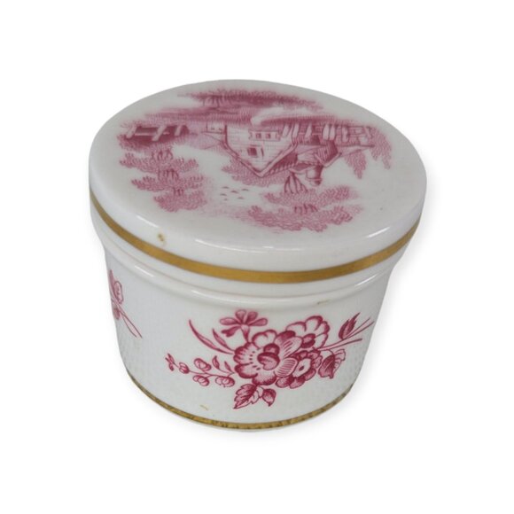 Vintage Spode Red & White Trinket Box Fine Bone China Made in England 2" X 1.5" - Picture 4 of 11